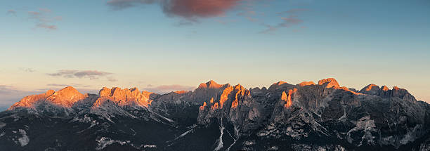 istock Panoramic view of Dolomites mountains ridge 467006952