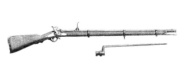 античный иллюстрация винтовка штык - bayonet stock illustrations