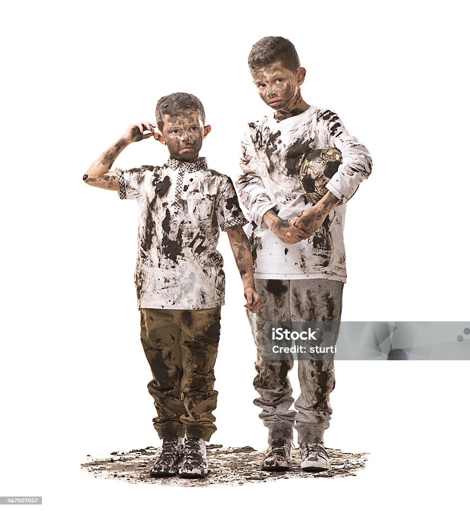 double trouble two brother realise they're in trouble with mum Dirty Stock Photo