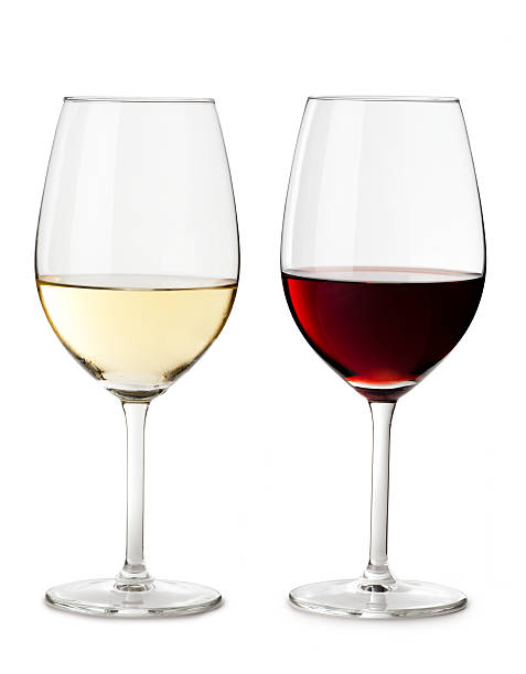 레드 및 화이트 와인 유리컵 격리됨에 - wine glass white wine wineglass 뉴스 사진 이미지