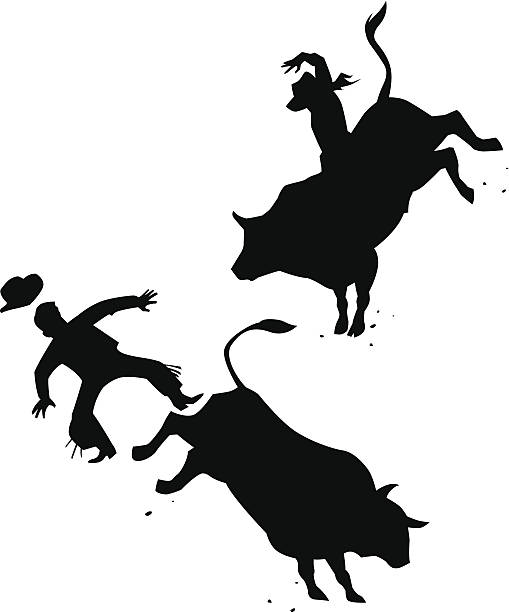 illustrazioni stock, clip art, cartoni animati e icone di tendenza di rodeo - rodeo bull bull riding cowboy