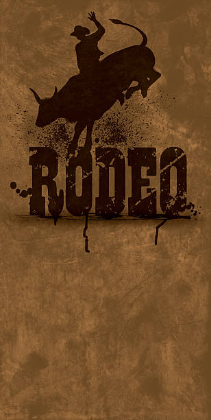 bull rider-rodeo kowboj grunge tle - rodeo bull bull riding cowboy stock illustrations