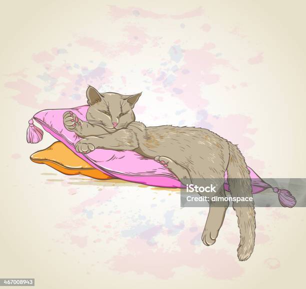 Kot Na Poduszkę - Stockowe grafiki wektorowe i więcej obrazów Bez ludzi - Bez ludzi, Fajny, Grafika wektorowa