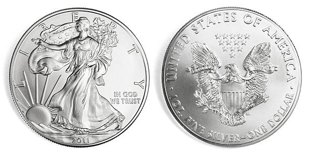 moneta aquila in argento - us coin foto e immagini stock