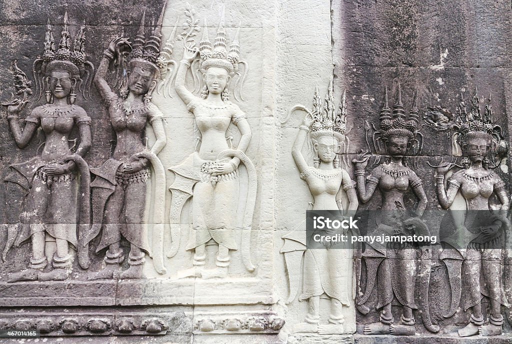 detail der Steinreliefs in angkor wat, Kambodscha - Lizenzfrei Alt Stock-Foto