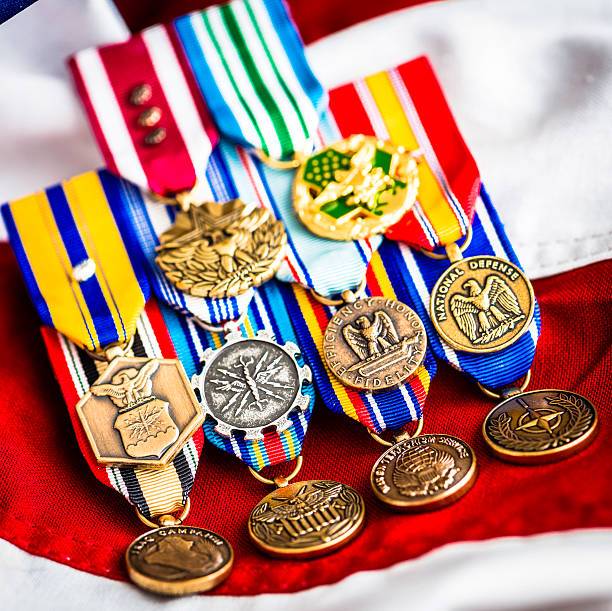 istock US MIlitary Medals on American Flag 467014613