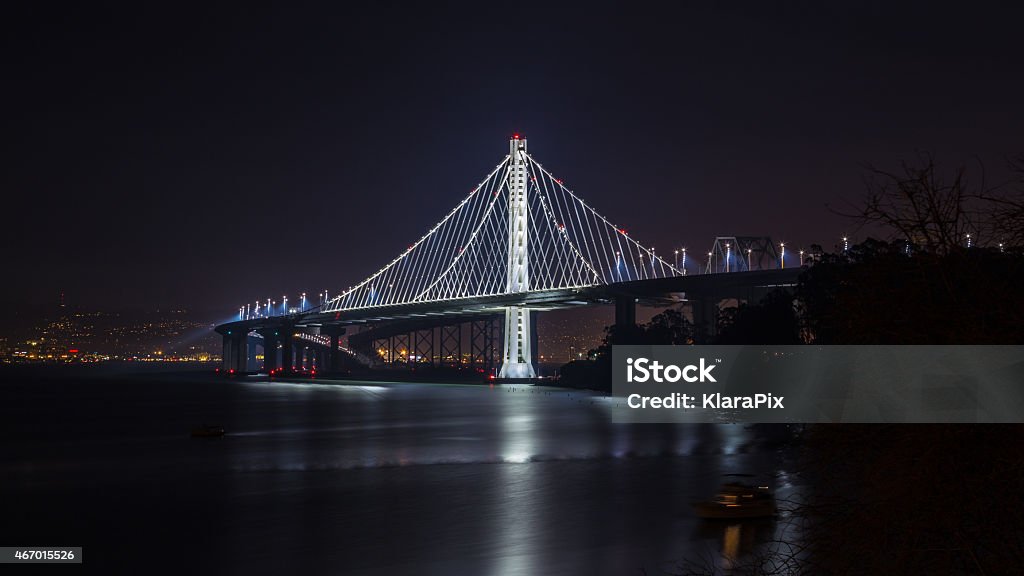 Bay Bridge Bay Bridge between Treasure Island and East Bay, San Francisco at night. 2015 Stock Photo
