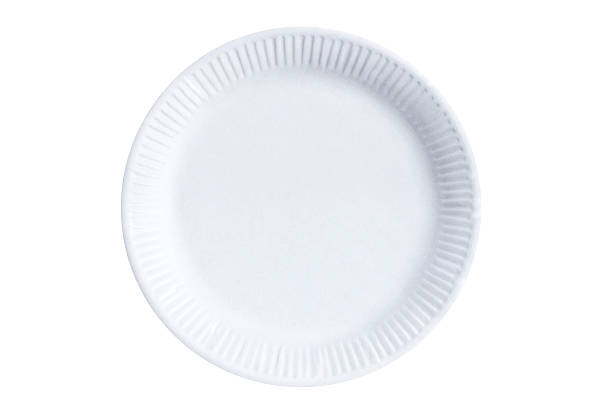 istock White paper plate isolated on white background, copy space 467017329
