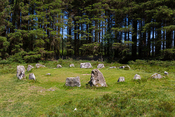 età del bronzo stone circle dartmoor devon - stone circle foto e immagini stock