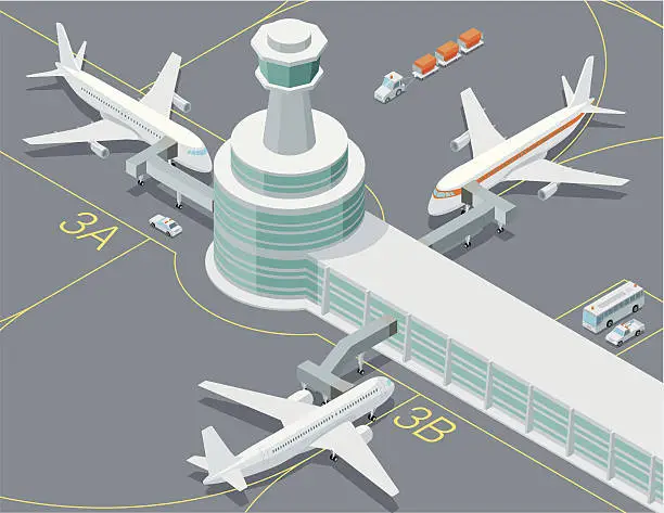 Vector illustration of Isometric, Airport Transport