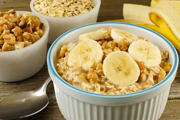 istock Banana walnut overnight oatmeal close up 467020726
