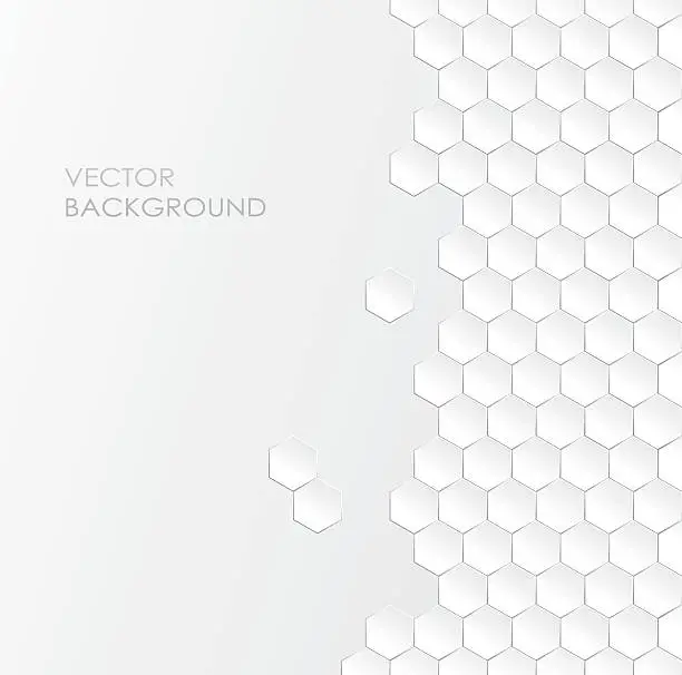 Vector illustration of Hexagonal white vector background