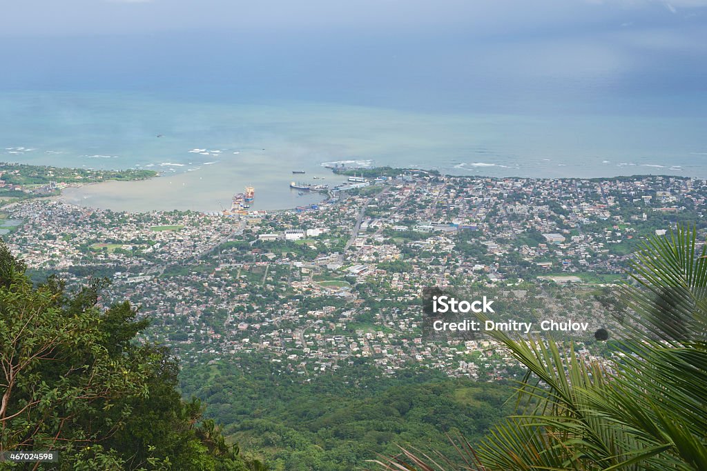 View to the Puerto Plata city, Dominican Republic. View to the Puerto Plata city from the top of Pico Isabel de Torres, Puerto Plata, Dominican Republic. Dominican Republic Stock Photo