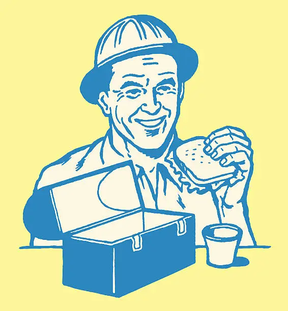 Vector illustration of Man Eating Lunch