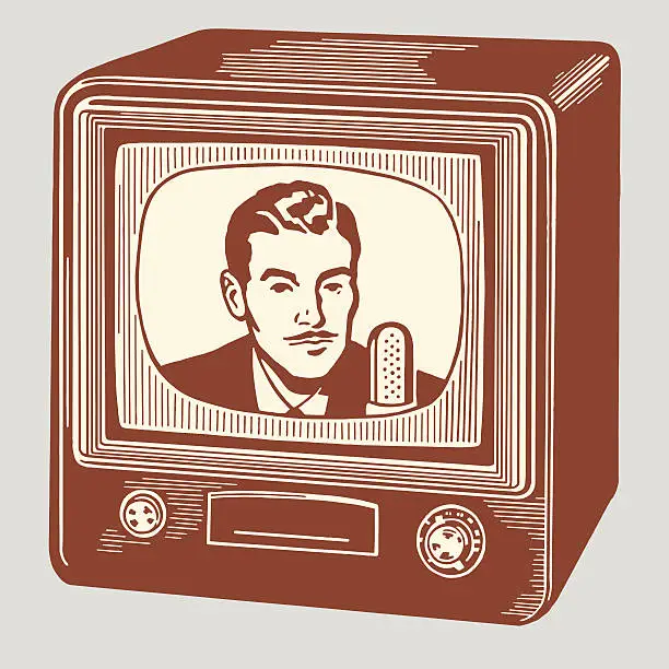 Vector illustration of Man on Small Television