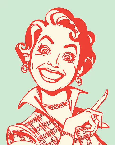 Vector illustration of Crazed Woman Pointing