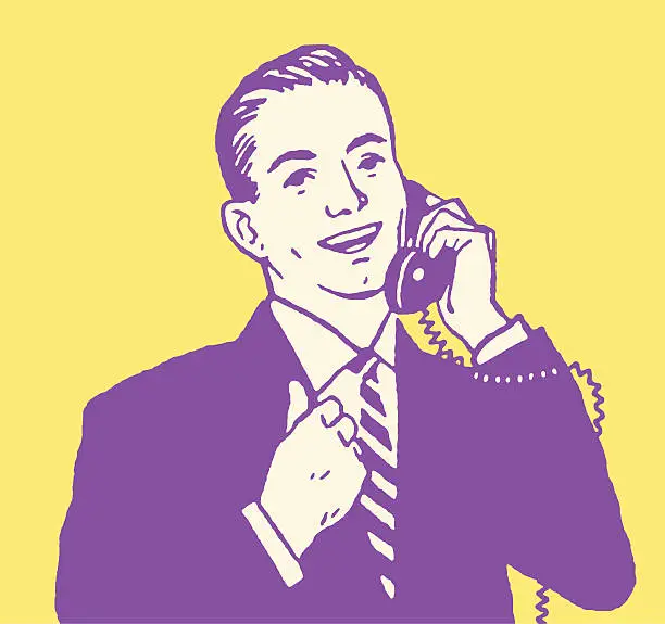 Vector illustration of Vintage style illustration of a man talking on the phone