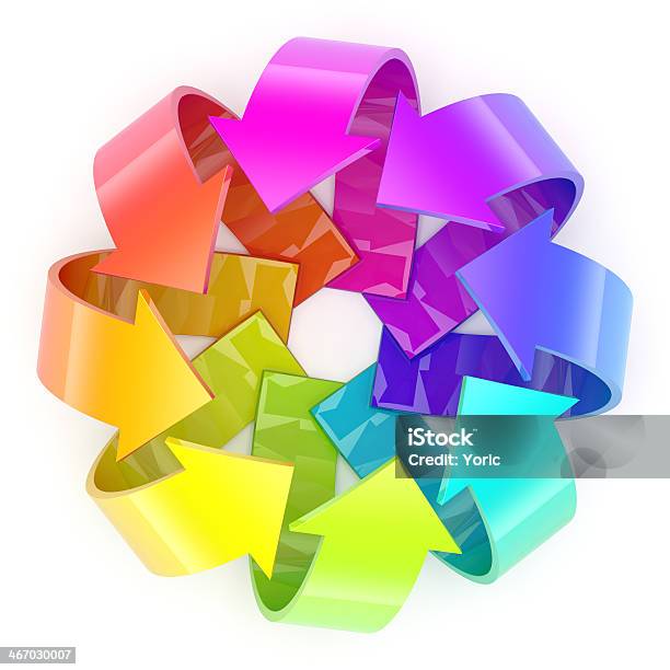 Eight Colourful Arrows Forming Circle Stock Photo - Download Image Now - Abstract, Arrow Symbol, Blue