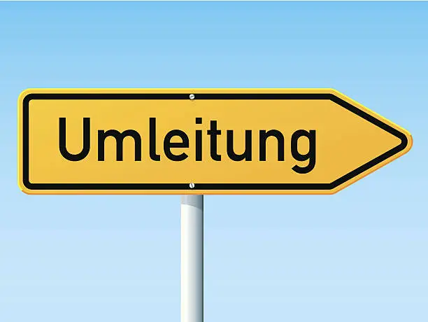 Vector illustration of Umleitung Diversion Arrow Right German Road Sign
