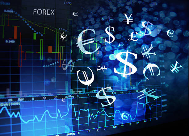 валютный экран - investment finance frequency blue stock illustrations