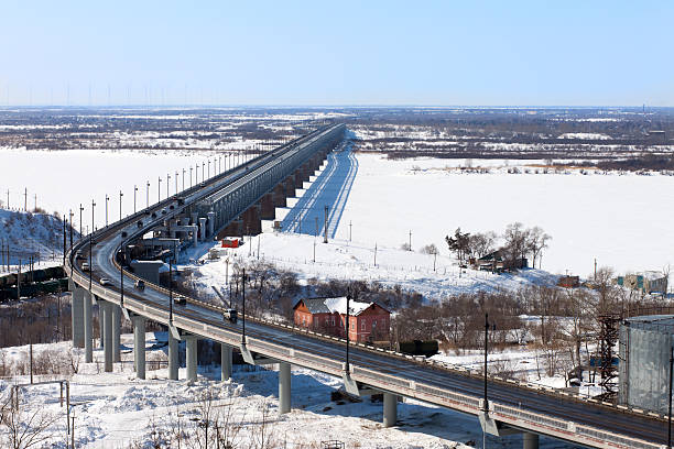 istock Bridge over the river in winter 467031924