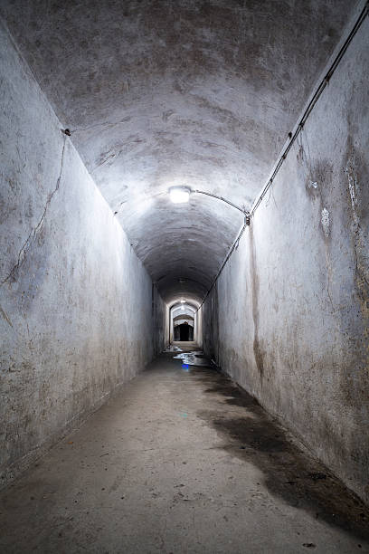 istock Ruined corridor with lamps. 467037176