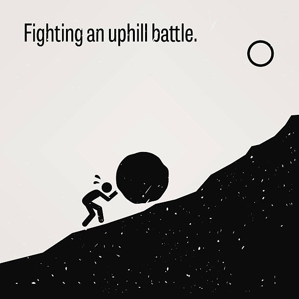illustrazioni stock, clip art, cartoni animati e icone di tendenza di combattere una battaglia in salita - overcome an obstacle illustrations