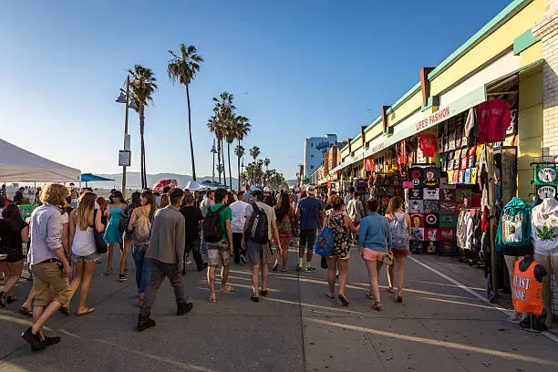 Photo of Venice Beach Crowded Boardwalk, Los Angeles, California