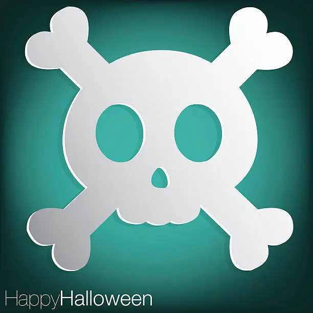 Vector illustration of Skull and crossbones concave Halloween card in vector format.