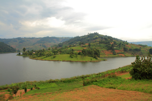 A terraced island in Lake Bunyoni, Uganda