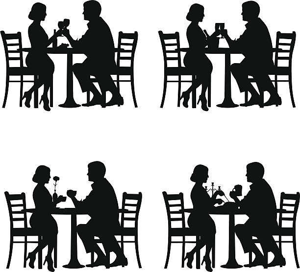 ilustrações de stock, clip art, desenhos animados e ícones de casal no jantar romântico - date night