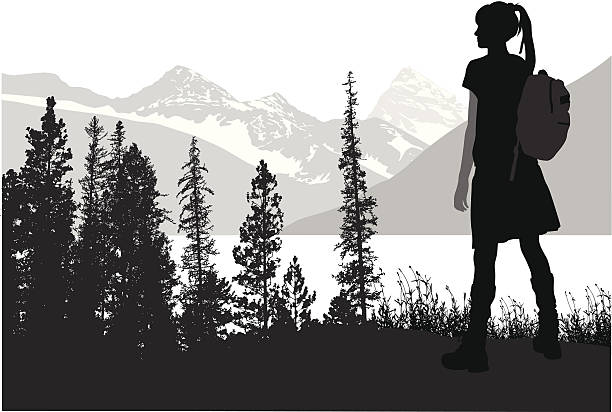 ilustraciones, imágenes clip art, dibujos animados e iconos de stock de tallhiker - focus on shadow outdoors women one person