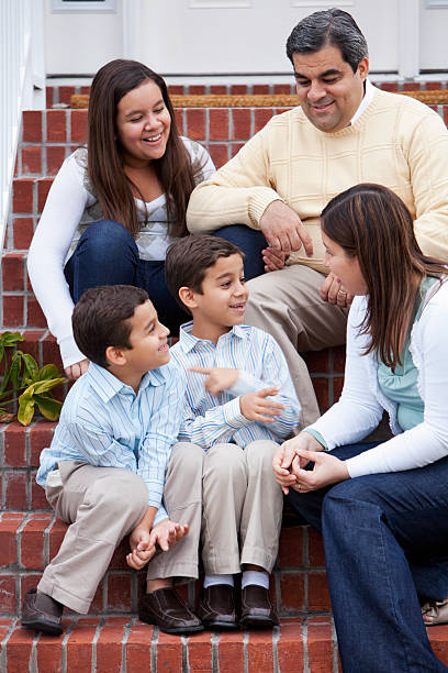 istock Latin family of five 467043853
