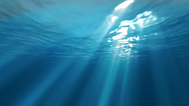 istock Underwater photo with sunshine penetrating the surface 467044849