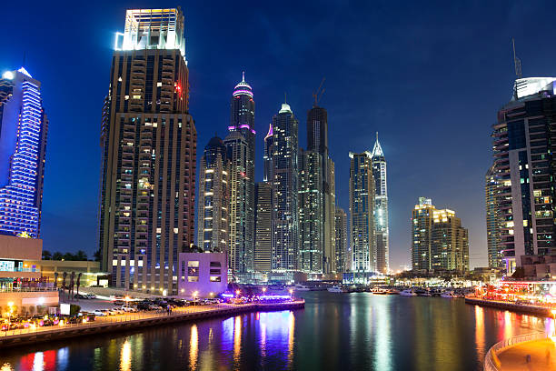 istock Dubai Marina skyline at night 467045247