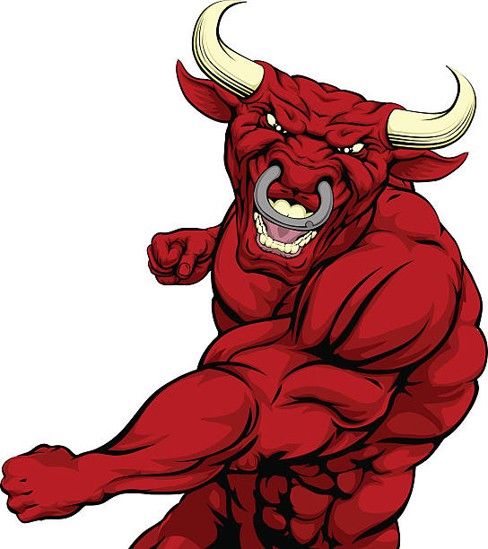 けんかレッドブルのマスコット - texas longhorn cattle horned bull long点のイラスト素材／クリップアート素材／マンガ素材／アイコン素材