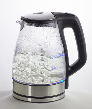 Electric transparent kettle with boiling water