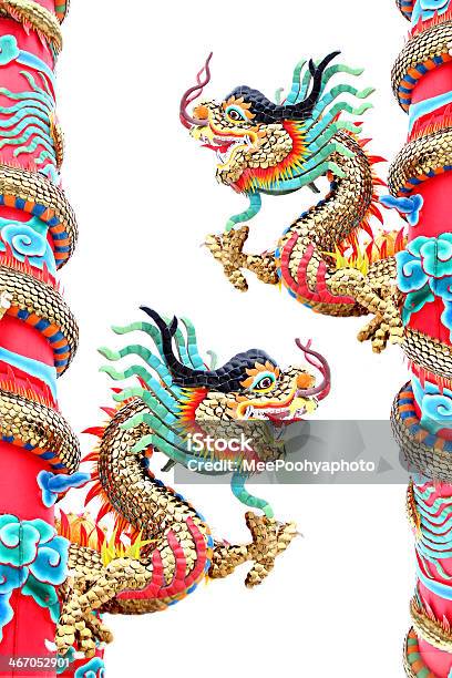 Two Dragon Statues In Chinese Temple Stock Photo - Download Image Now - Aspirations, China - East Asia, Chinese Culture