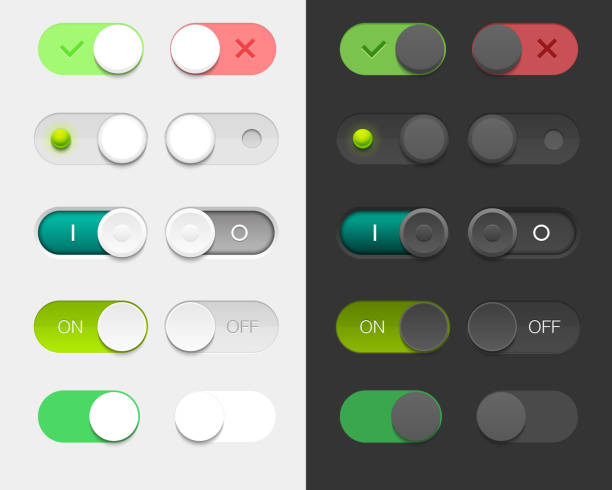 Vector User Interface Switches Vector User Interface Set including switches in different design variations tick off stock illustrations