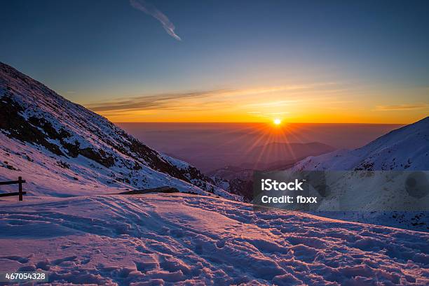 First Sun Glowing The Alps Stock Photo - Download Image Now - 2015, 3000 Meter, Above