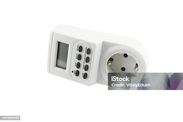 Eléctrico Temporizador Do Relógio Isolado - Fotografias de stock e mais imagens de Adaptador - Adaptador, Branco, Cabo