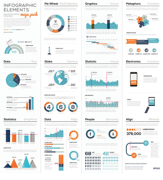 mega colletion der infografik business vektor-elementen, eps10 - orange farbe grafiken stock-grafiken, -clipart, -cartoons und -symbole