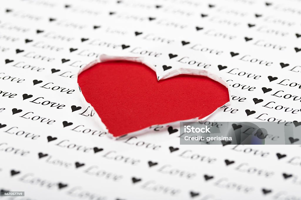 Red heart shape torn in paper Heart shape paper hole Accessibility Stock Photo