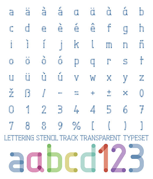 lettering stencil track transparent typeset lettering stencil track transparent typeset one color easy to change. graphy background stock illustrations