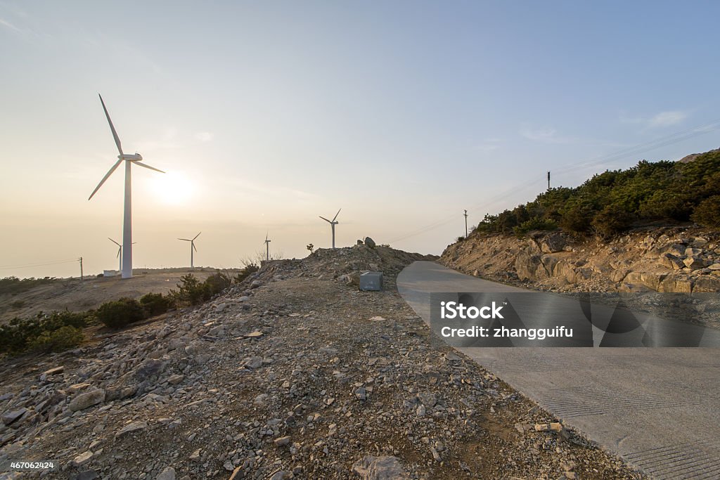 Mountain road Windmills 2015 Stock Photo