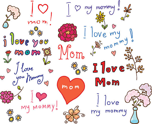 I Love Mom Set Stock Illustration - Download Image Now - Adult, Alphabet,  Baby - Human Age - iStock