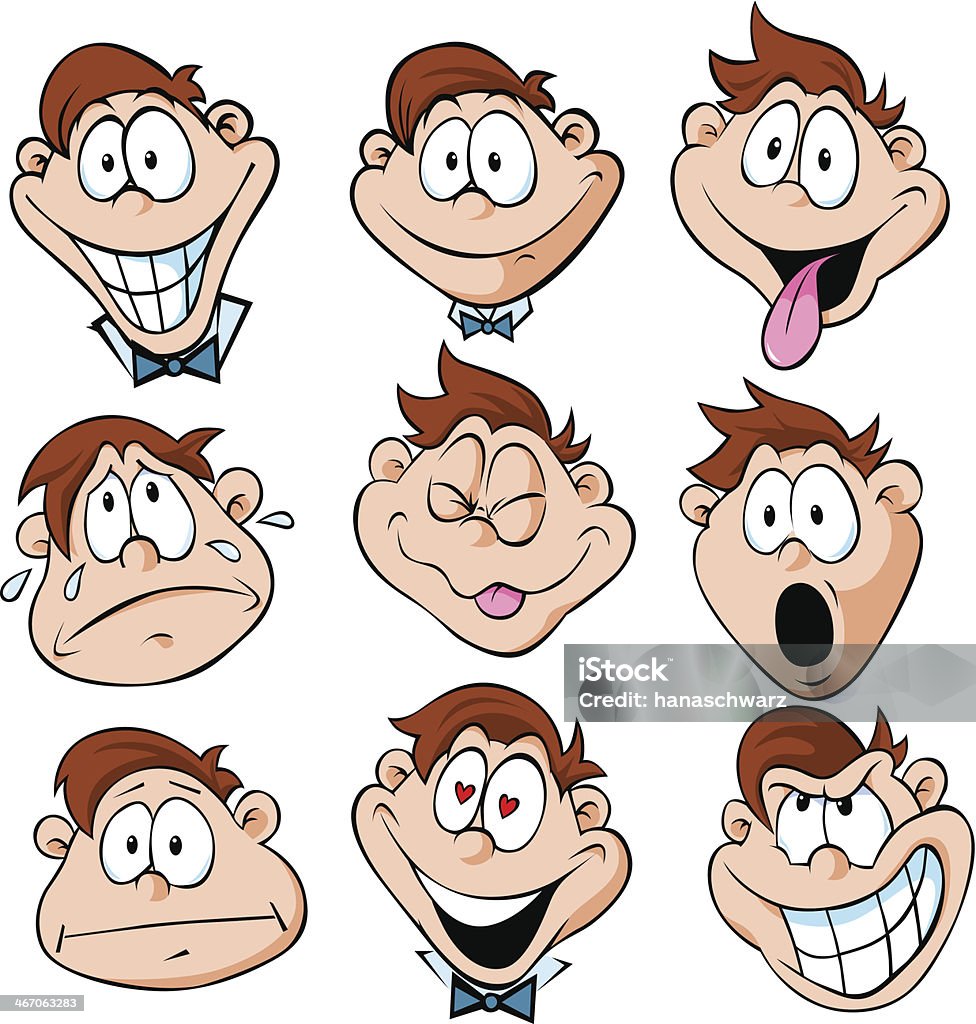 Ilustração de homem Emoções-com muitas expressões faciais - Royalty-free Adulto arte vetorial