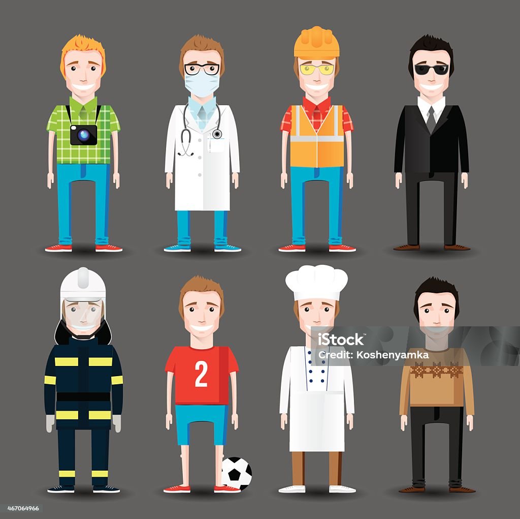 Photo Profesi Set 8 Profesi Pria Desain Vektor Datar Ilustrasi Stok - Unduh Gambar ...