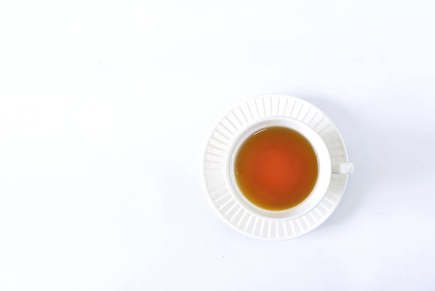 istock White cup of tea from top view 467065010