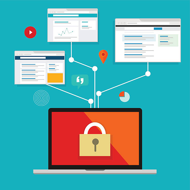 logowania single sign-on bezpieczeństwa - jeden przedmiot stock illustrations